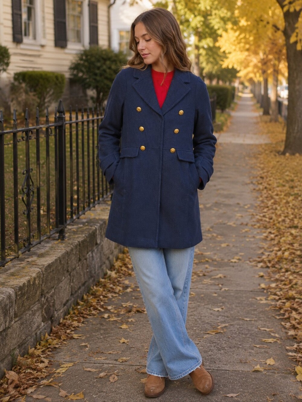 Banana Republic Military Strap Textured Cotton Double Breasted Peacoat Jacket S